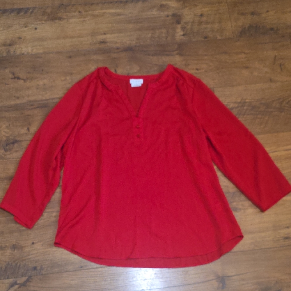 Van Heusen Red Split-Neck Women's Blouse